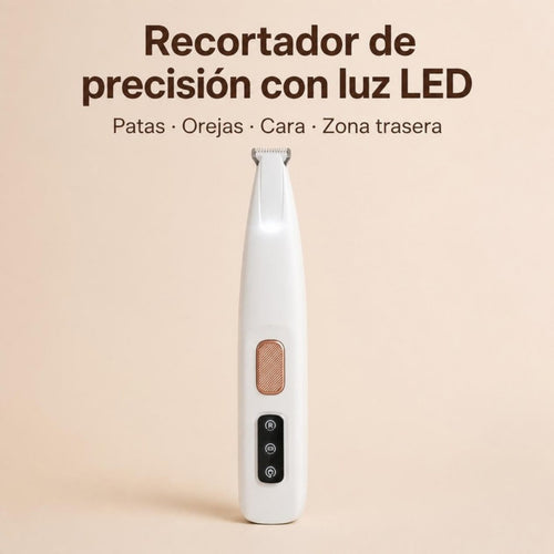 Recortador de precisión con luz LED para patas, orejas, cara y zona trasera